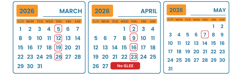 thursday glee club calendar